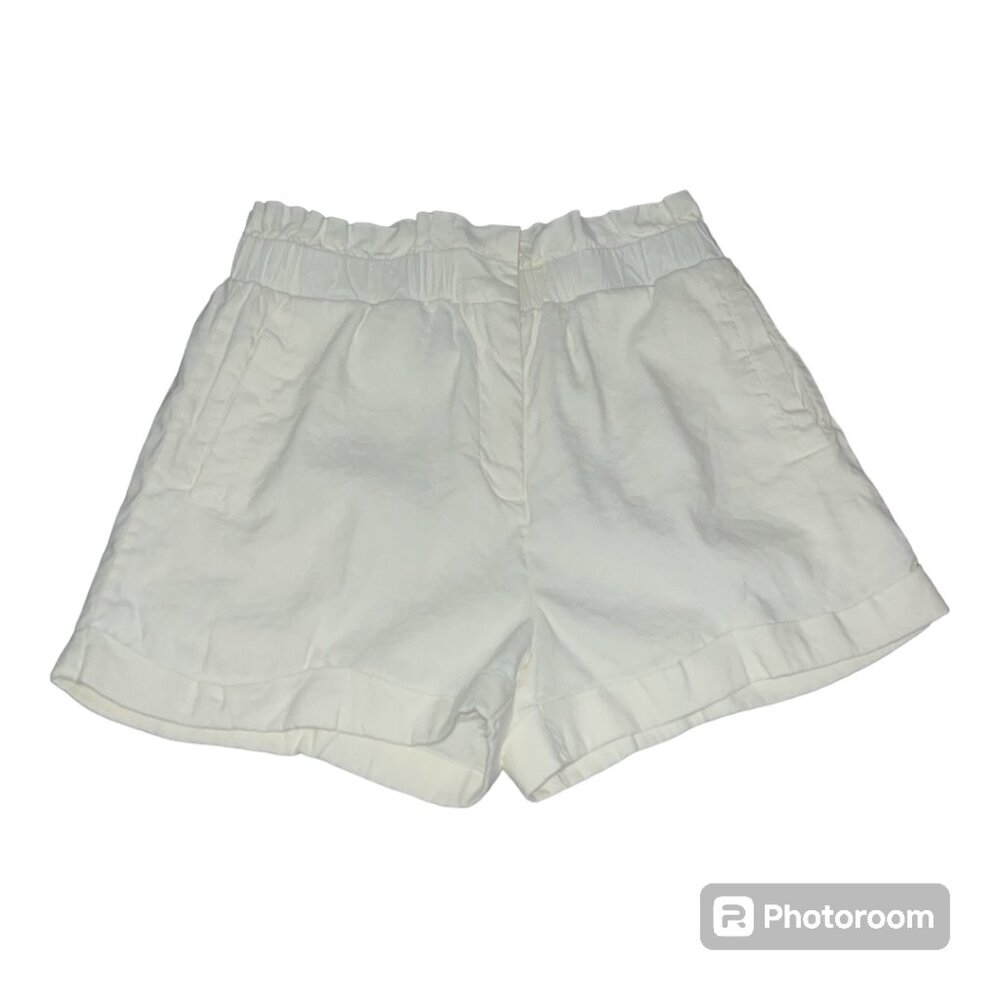 Womens Forever 21 White Linen Blend High-Waisted Shorts Stretch Waist Sz Medium